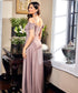 Chiffon Cold Shoulder Brown Maxi Dress